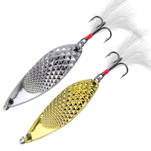 2pc gold silver fishing spoon - gold,
